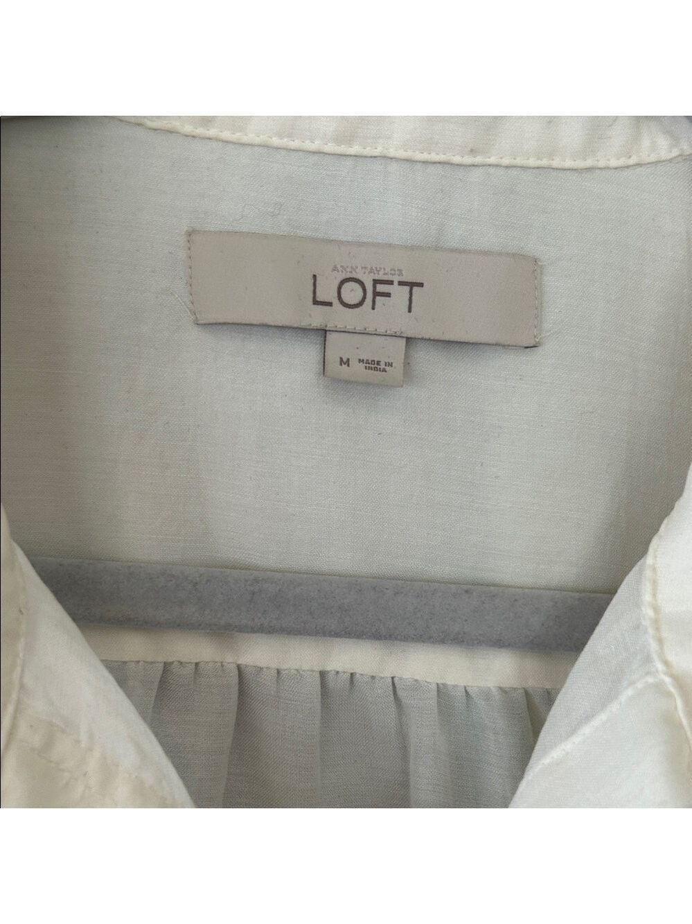 LOFT Cream Collared Blouse | Size Medium - Picture 2 of 2